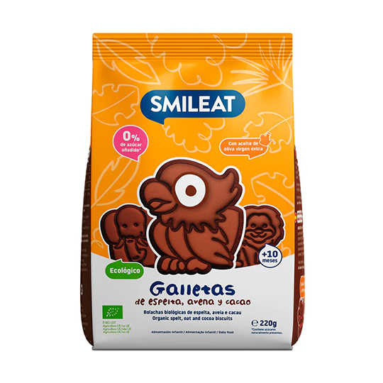 Galletas infantiles de espelta, avena y cacao Smileat