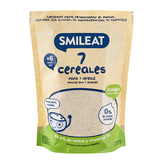 Papilla infantil ecológica 7 cereales Smileat 200 gramos