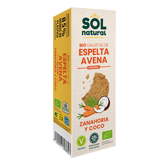 Galletas de espelta y avena con zanahoria Sol Natural 175g.