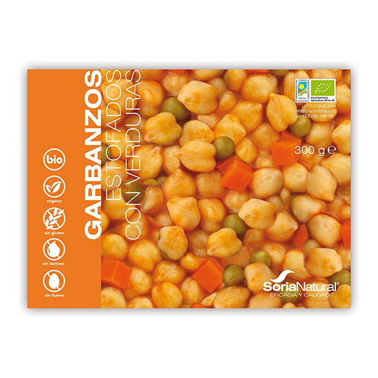 Garbanzos estofados con verduras Soria Natural 300g.