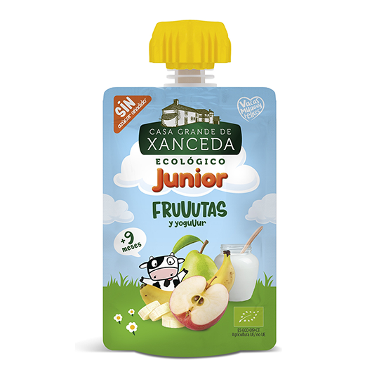 Puré Junior de frutas y yogur ecológico Xanceda