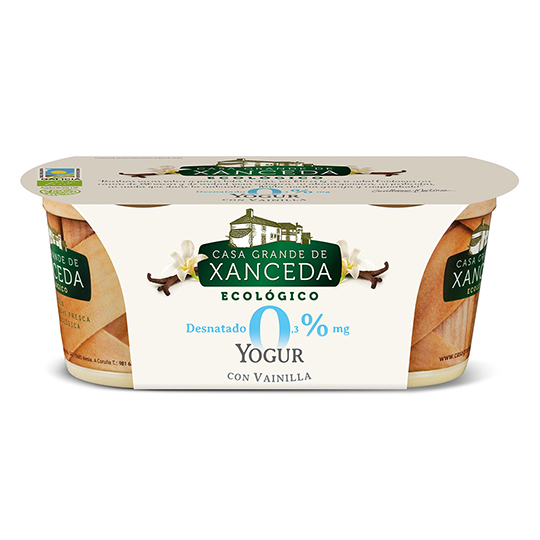 Yogur de vainilla ecológico desnatado Xanceda